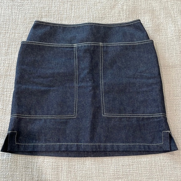 MaxMara Blue Vivetta Italy Wide Pocket Denim Mini Skirt Sz 6 - Picture 2 of 7
